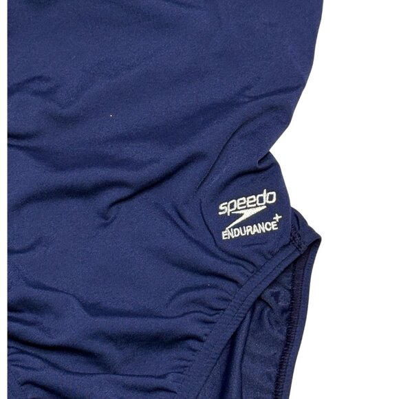 Speedo Endurance Thin Strap Swimsuit One Piece Racing Cut Flyback Blue Size 28 - Picture 6 of 8